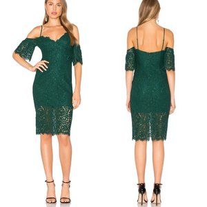 Bardot Karlie Floral Alpine Green Lace Off The Shoulder Midi Dress 6